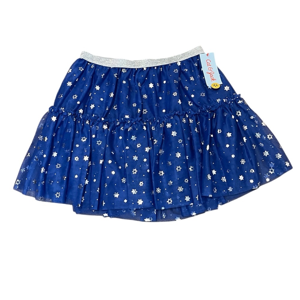 Cat & Jack Girls Blue Silver Hanukkah Tulle Skirt Size: XS (4-5 years old) - Picture 2 of 6